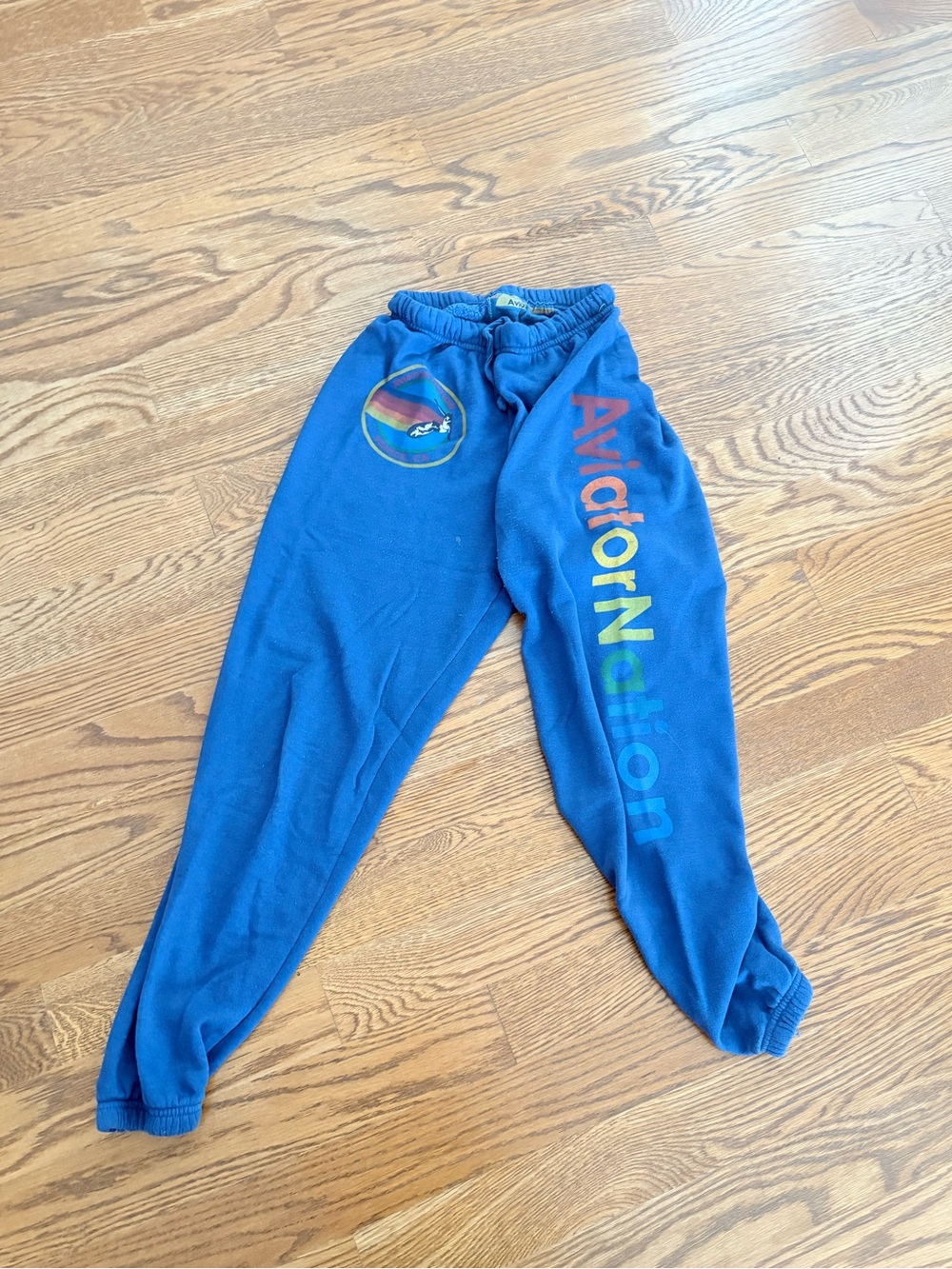 Aviator Nation Royal Blue Sweatpants with Rainbow Logo